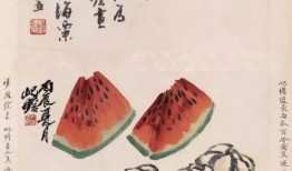 夏季吃瓜的国画,国画卷轴中的清凉时光