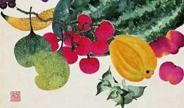 夏季吃瓜的国画,国画卷轴中的清凉时光