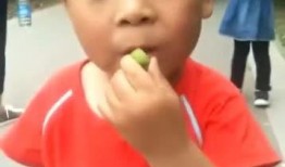 小侄子吃瓜,夏日里的欢乐时光